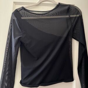 Abercrombie & Fitch Black Sheer Long Sleeve Top